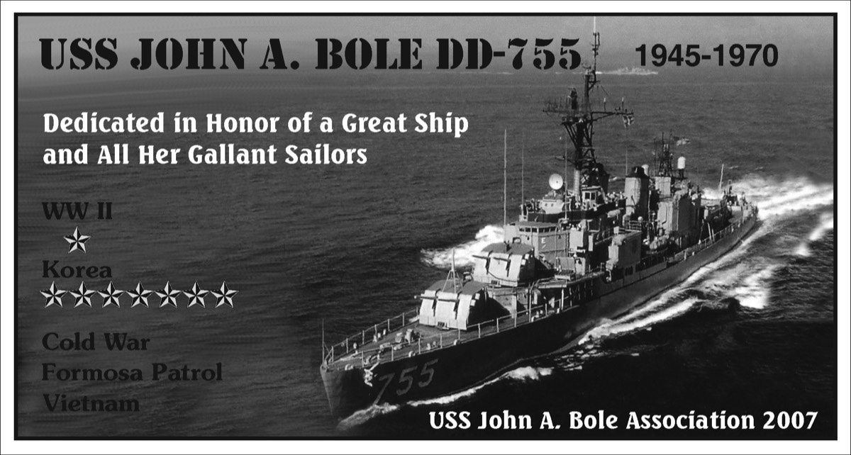 USS John A Bole Memorial Plaque